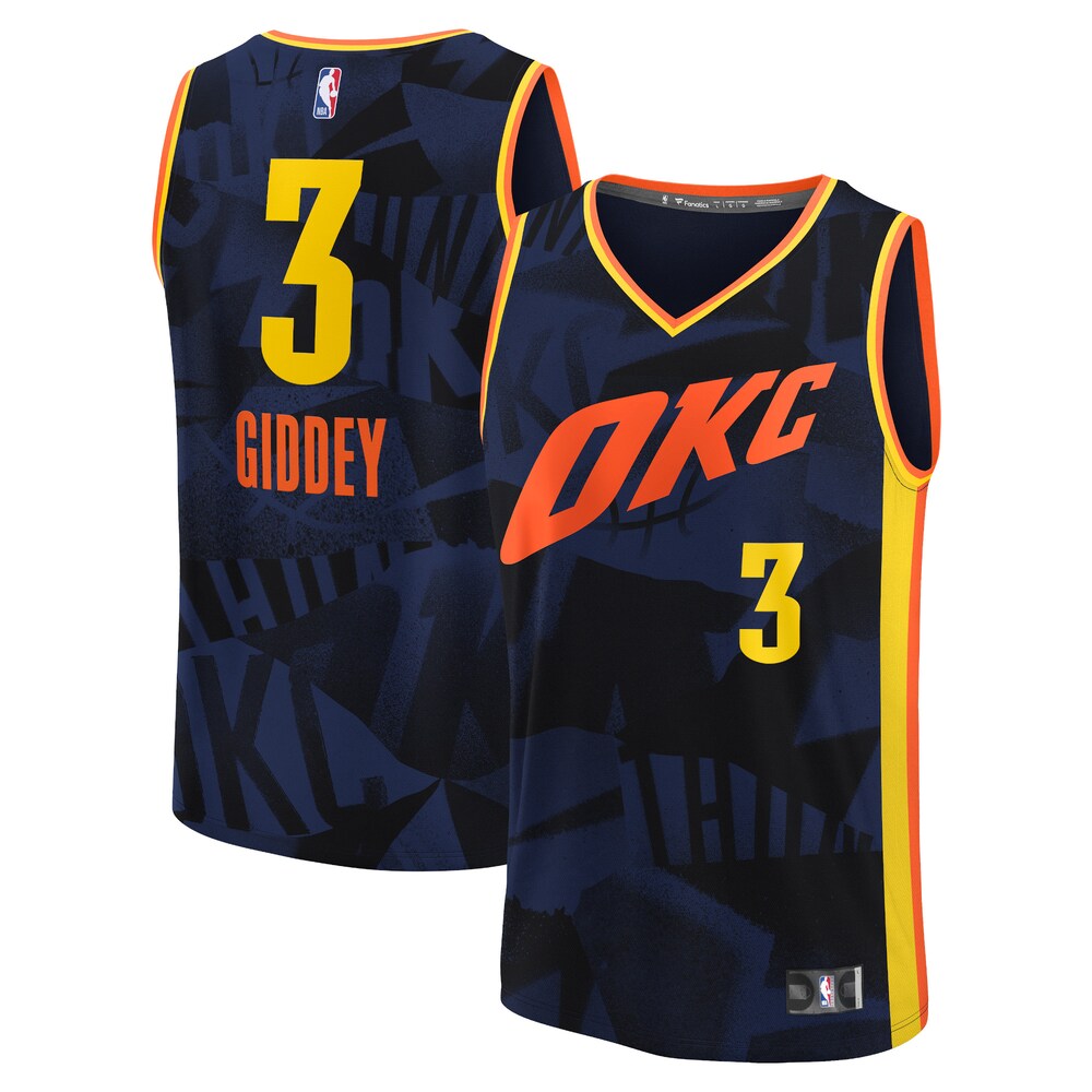Josh Giddey Oklahoma City Thunder Fanatics Branded Unisex 2023/24 Fast Break Jersey - Navy - City Edition