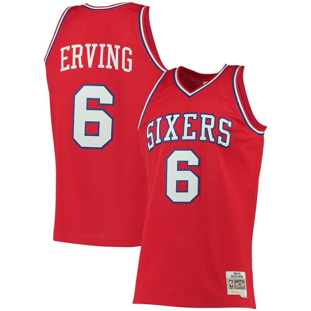 Julius Erving Philadelphia 76ers Mitchell x Ness 1982/83 Big x Tall Hardwood Classics Swingman Jersey | Red