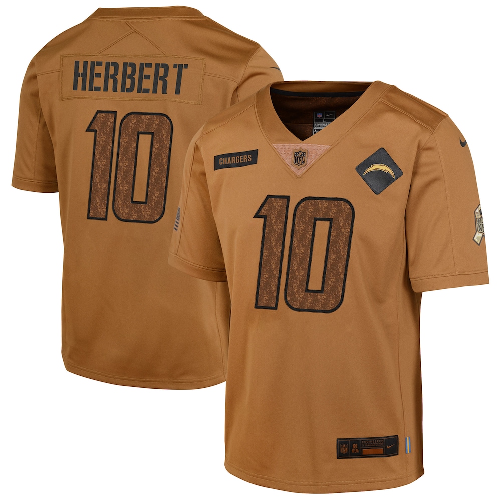 Justin Herbert Los Angeles Chargers Nike Salute To Service Limited Jersey - Brown