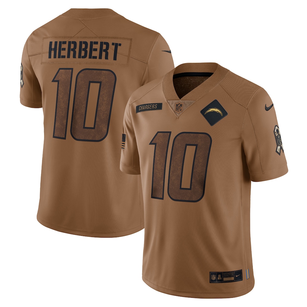 Justin Herbert Los Angeles Chargers Salute To Service Limited Jersey | Brown