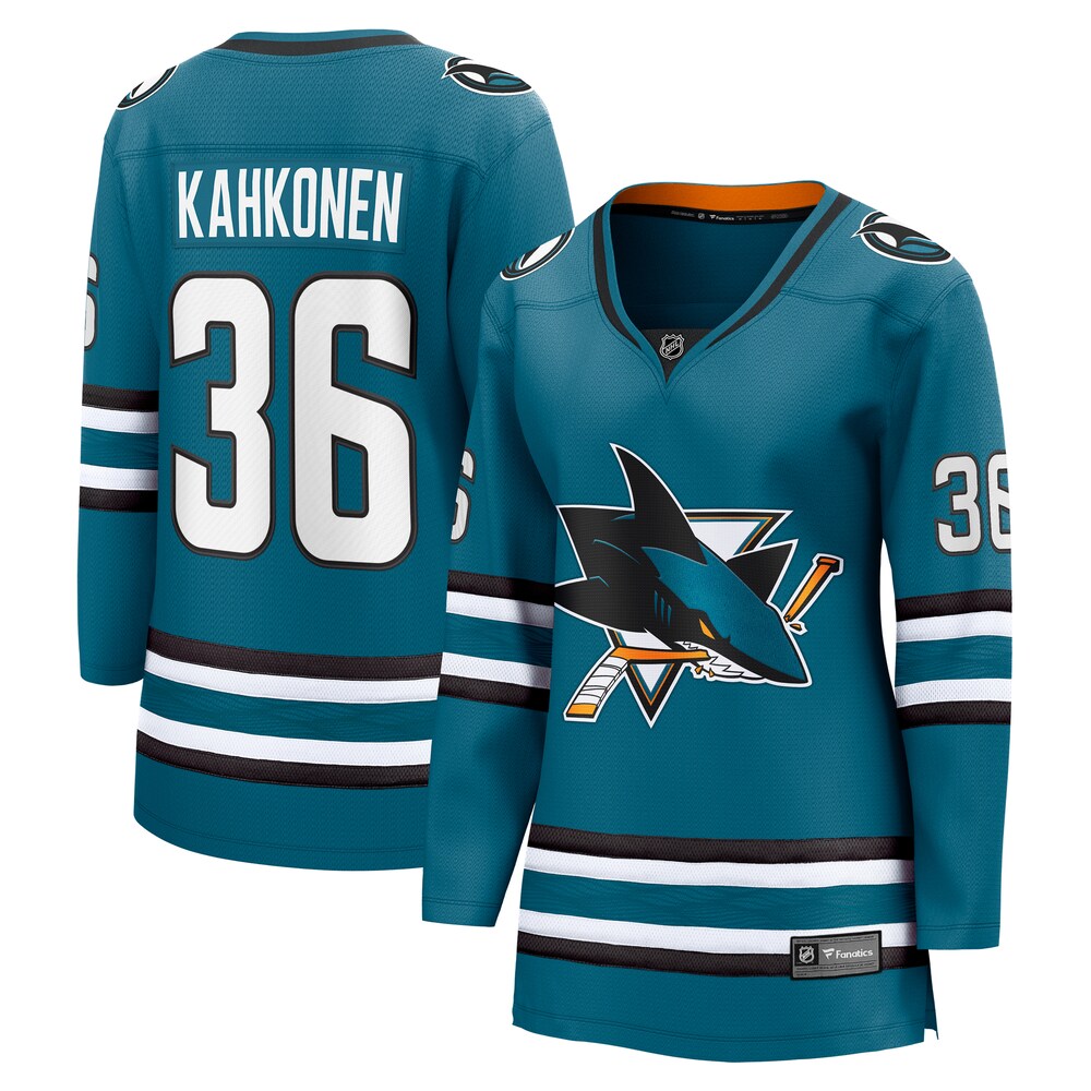 Kaapo Kahkonen San Jose Sharks Fanatics Branded Women's Home Breakaway Player Jersey - Teal