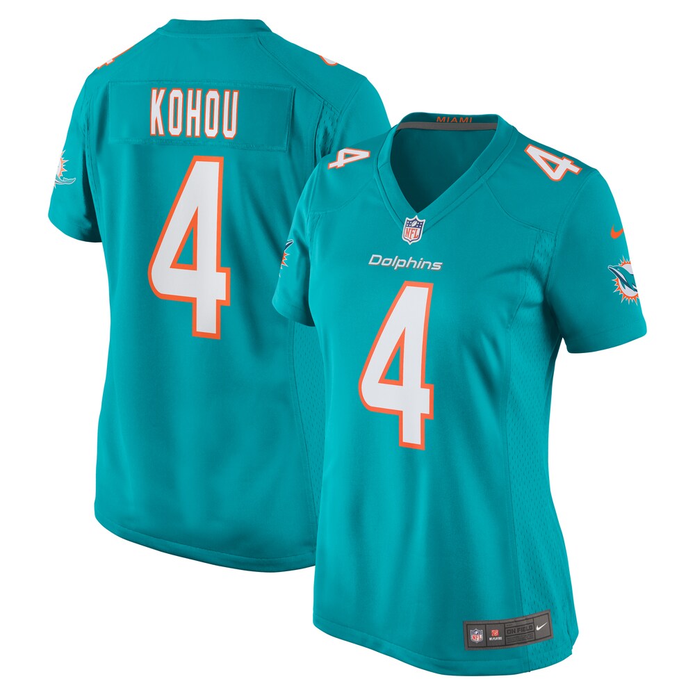 Kader Kohou Miami Dolphins Women's Game Player Jersey - Aqua