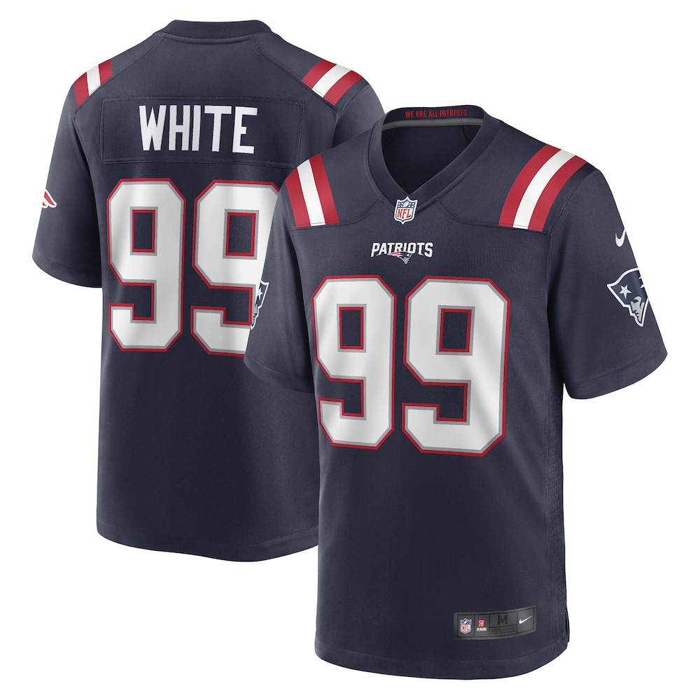 Keion White New England Patriots  Game Jersey | Navy