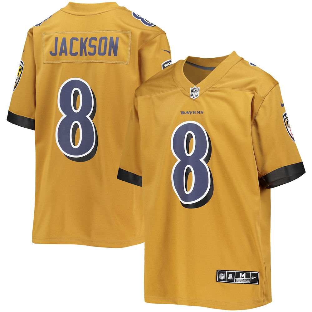 Lamar Jackson Baltimore Ravens Youth Inverted Team Game Jersey | Gold