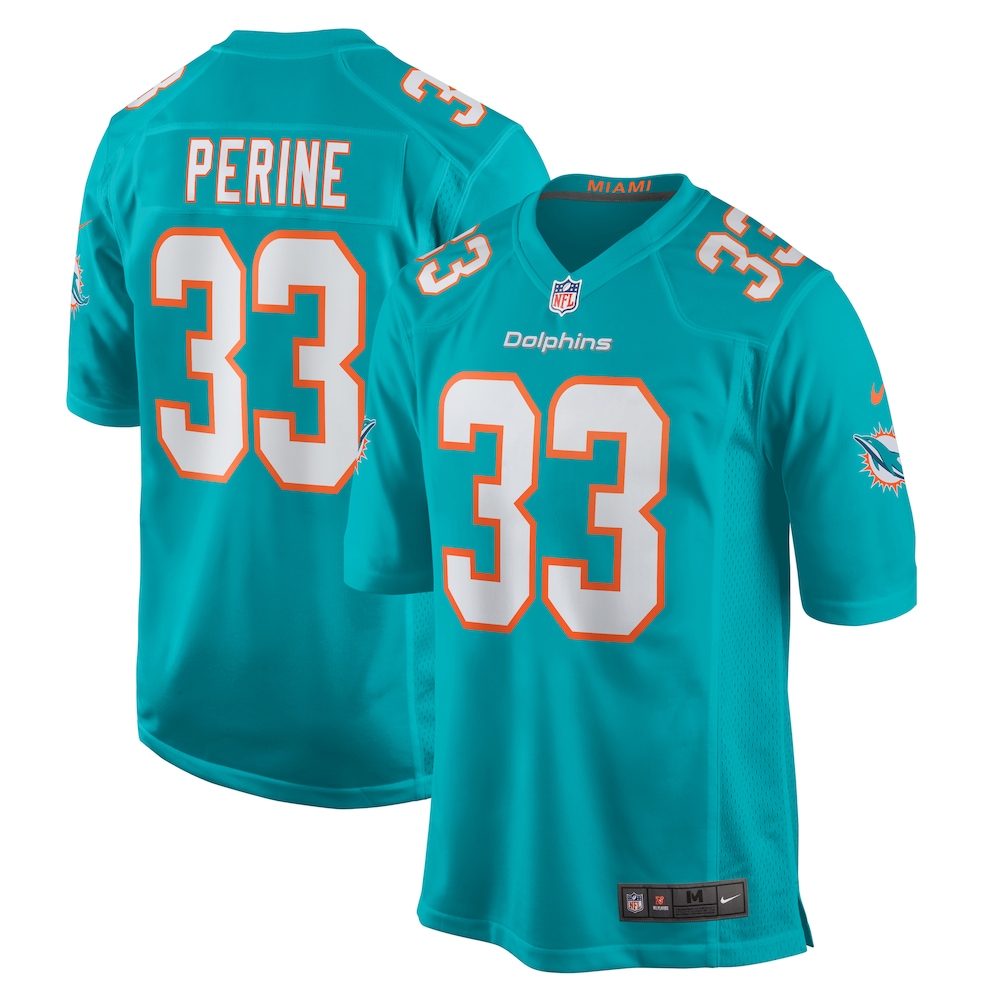 Lamical Perine Miami Dolphins Home Game Player Jersey - Aqua