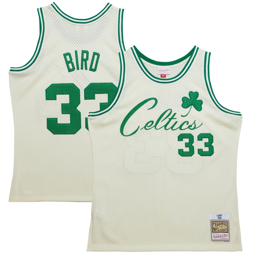 Larry Bird Boston Celtics Mitchell & Ness Chainstitch Swingman Jersey - Cream