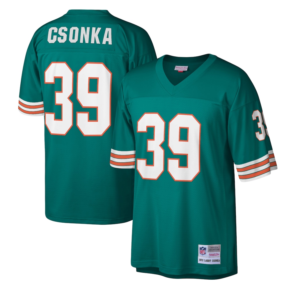 Larry Csonka Miami Dolphins Mitchell & Ness Legacy Replica Jersey - Aqua