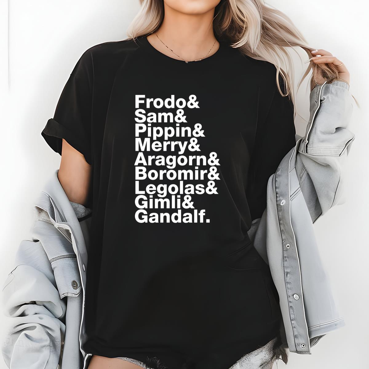 Lord of the Rings Fellowship Names List Graphic Tee