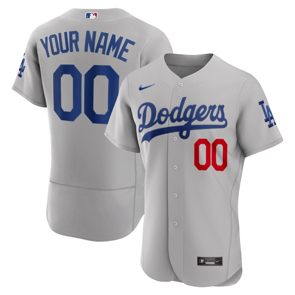 Los Angeles Dodgers Nike Alternate Authentic Custom Patch Jersey &#8211; Gray