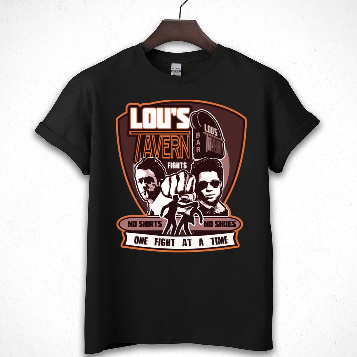 Lou's Tavern Fight Club Graphic Tee - No Shirts, No Shoes, One Fight at a Time