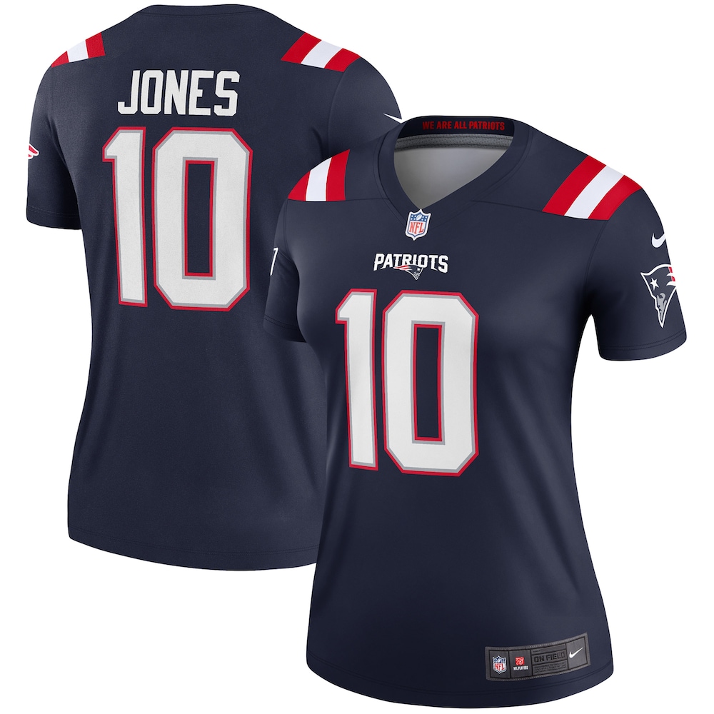 Mac Jones New England Patriots Women's Team Legend Player Performance Top - Navy