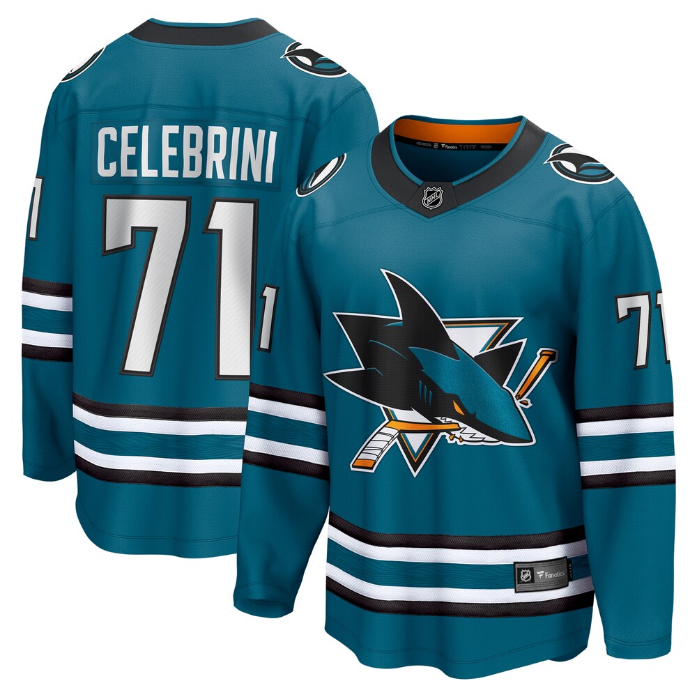 Macklin Celebrini San Jose Sharks Fanatics  Home Breakaway Jersey – Teal