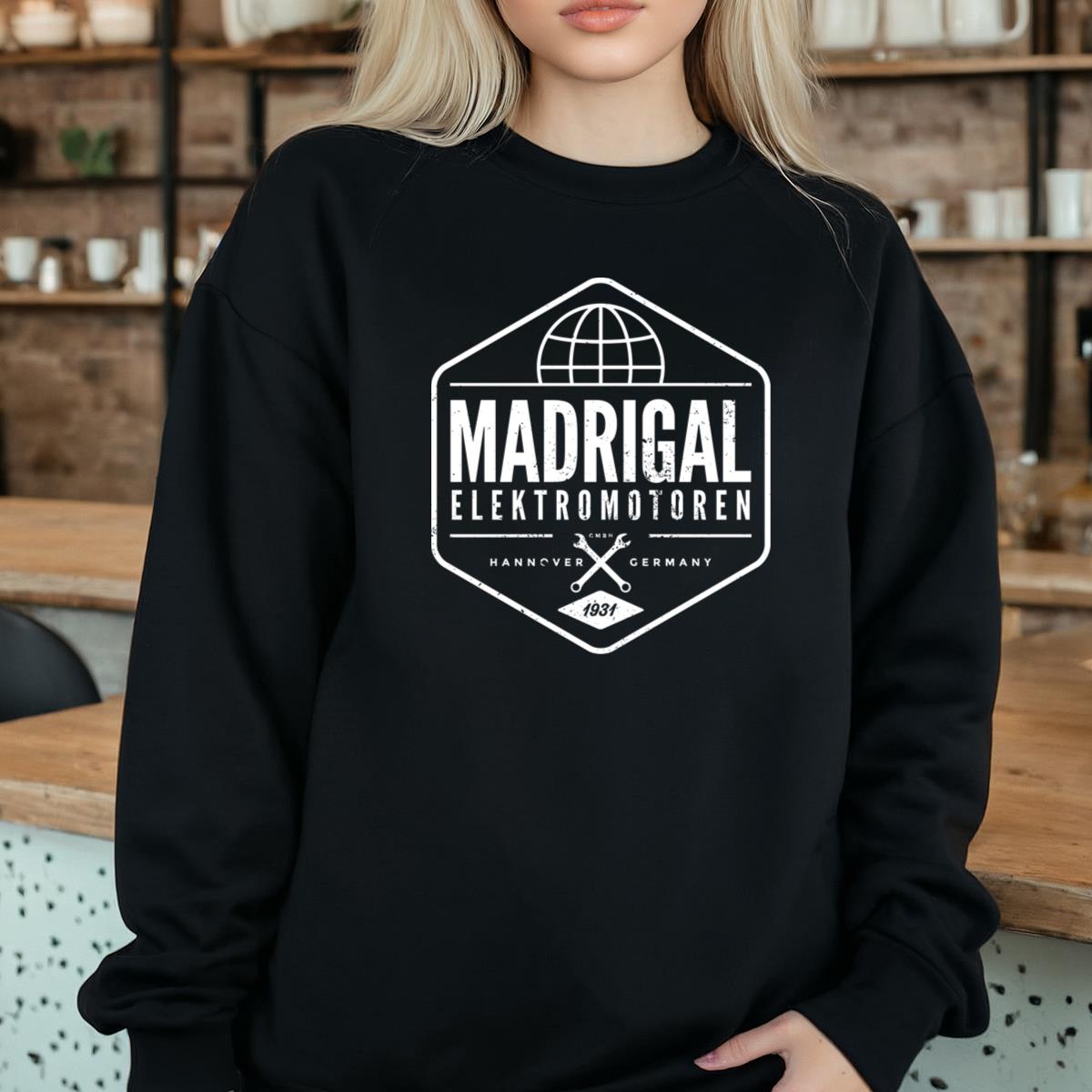 Madrigal Elektromotoren Vintage Mechanic Wrench Globe Graphic T-Shirt