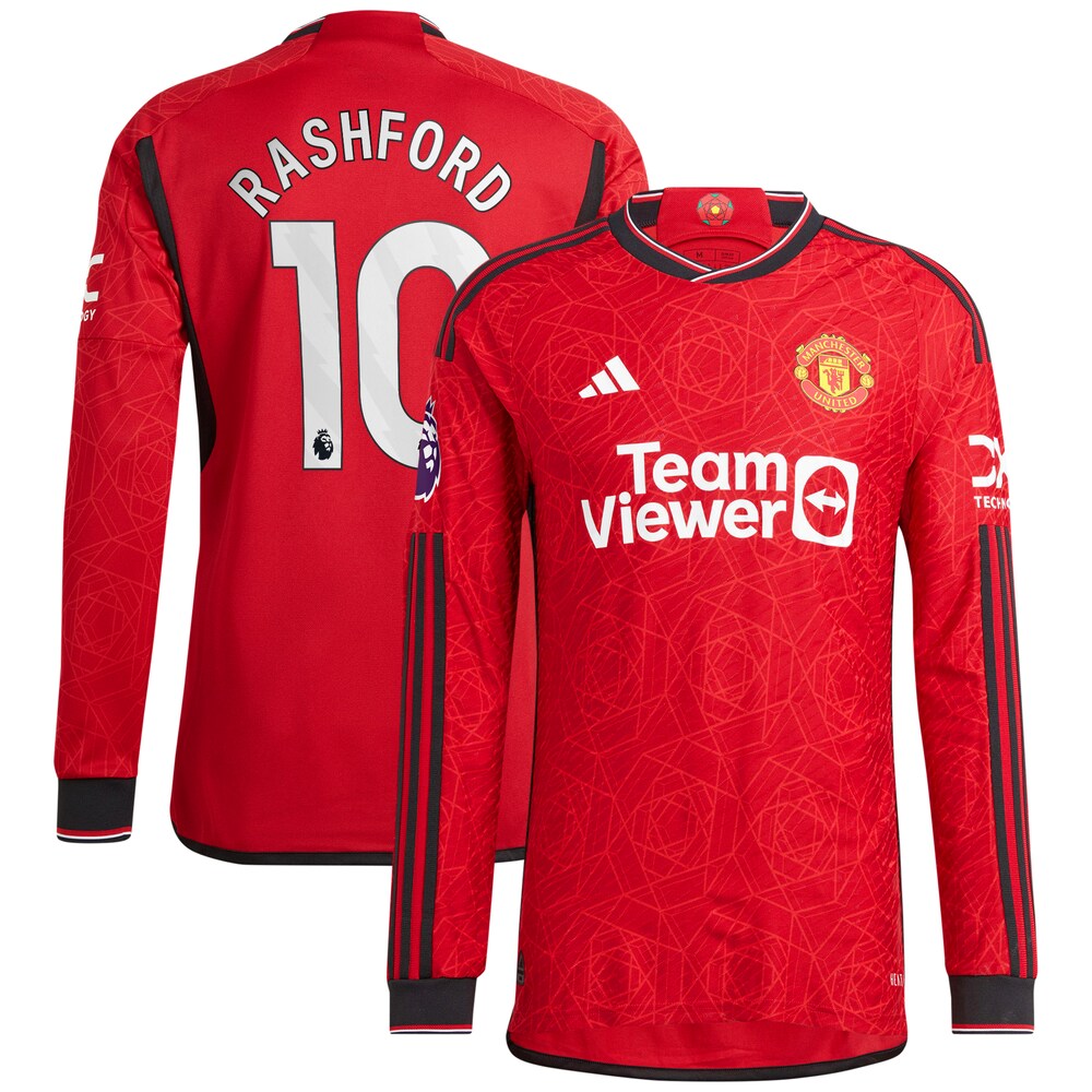 Marcus Rashford Manchester United 2023/24 Home Long Sleeve Player Jersey - Red
