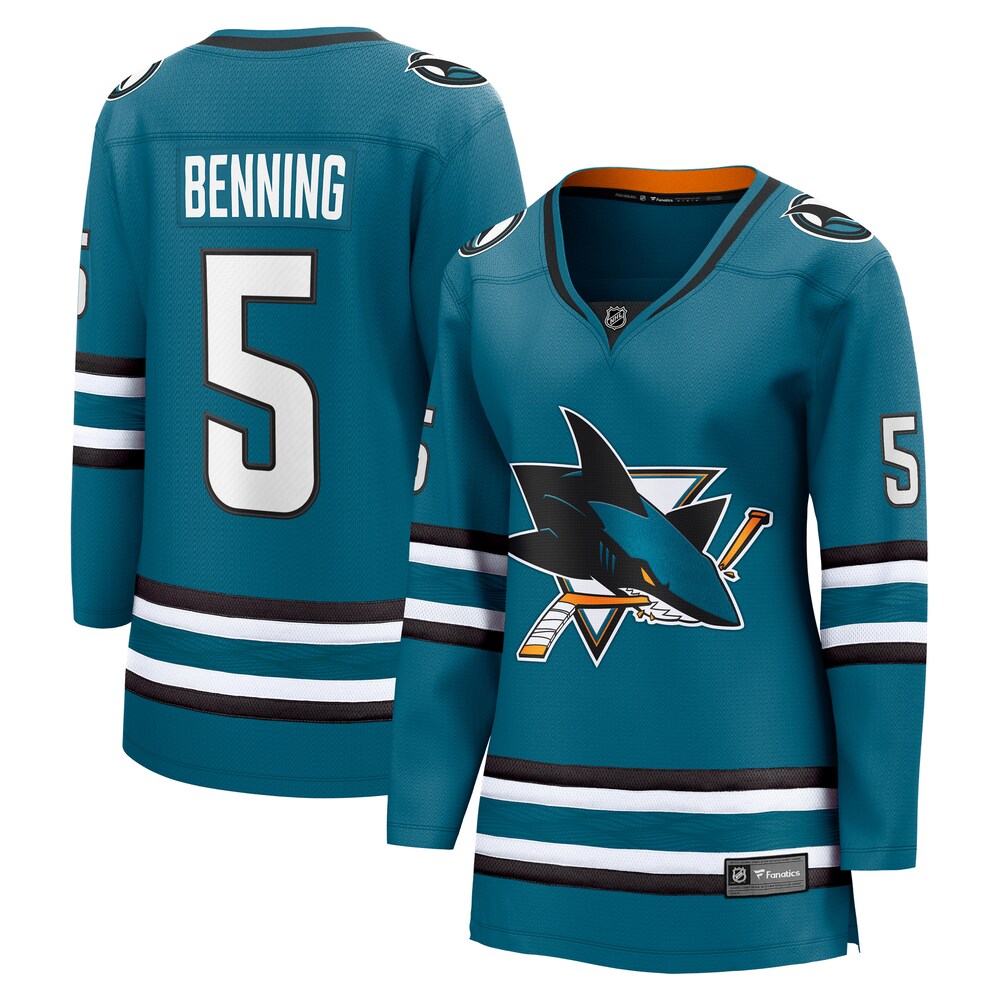 Matt Benning San Jose Sharks Fanatics Branded Women's Home Breakaway Player Jersey - Teal
