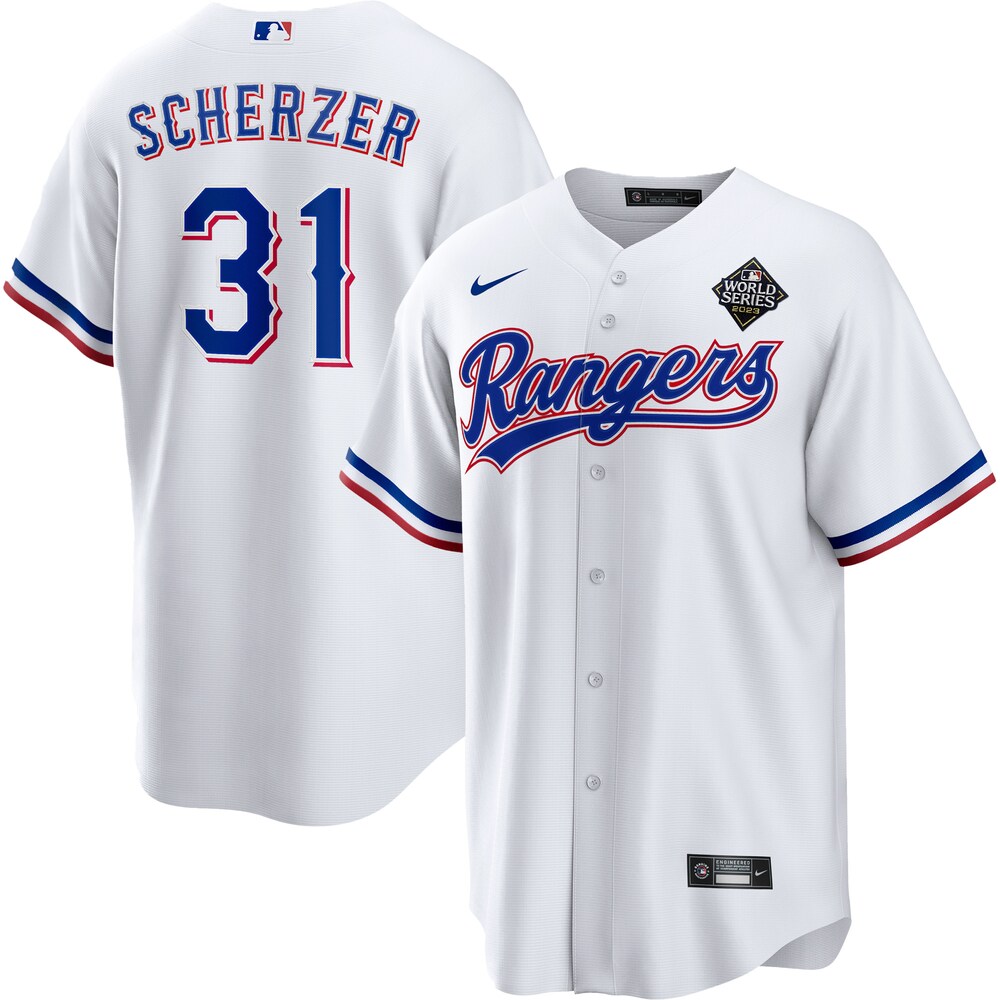 Max Scherzer Texas Rangers Nike 2023 World Series Replica Player Jersey - White
