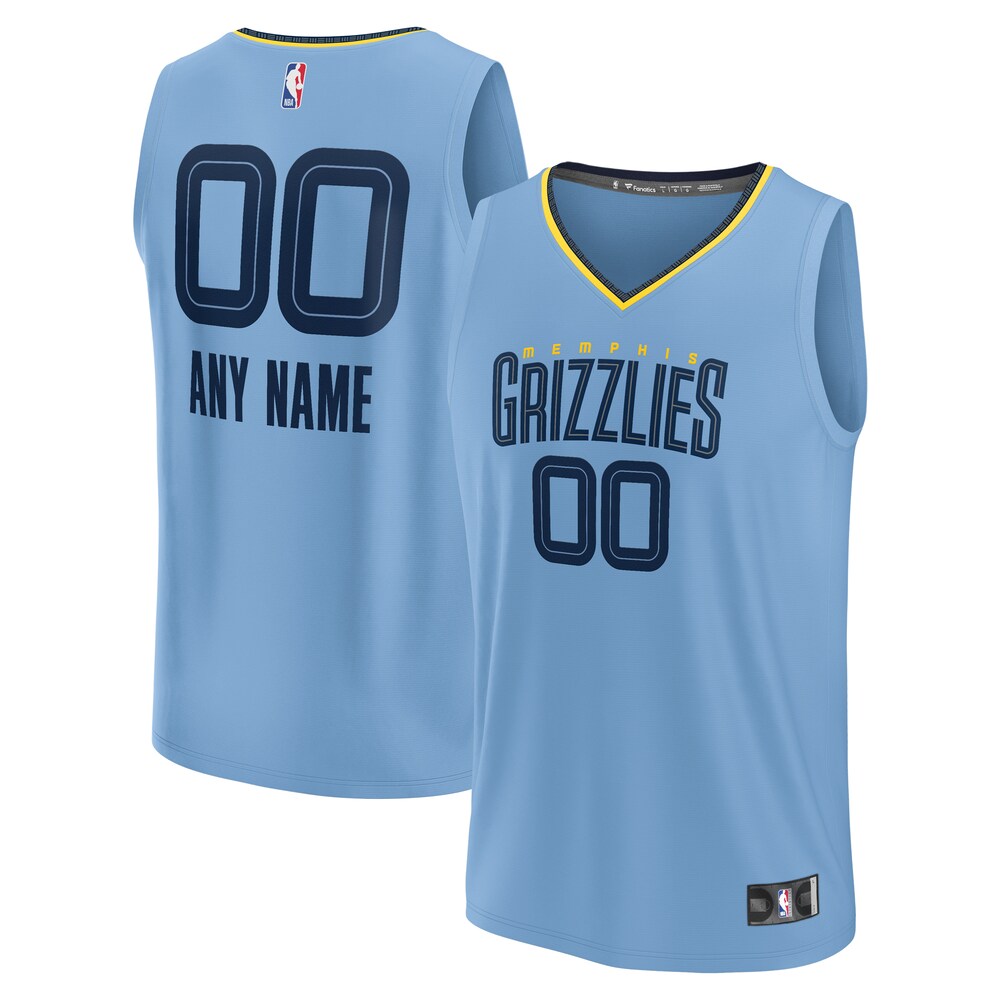 Memphis Grizzlies Fanatics Branded Custom Fast Break Jersey - Statement Edition - Light Blue