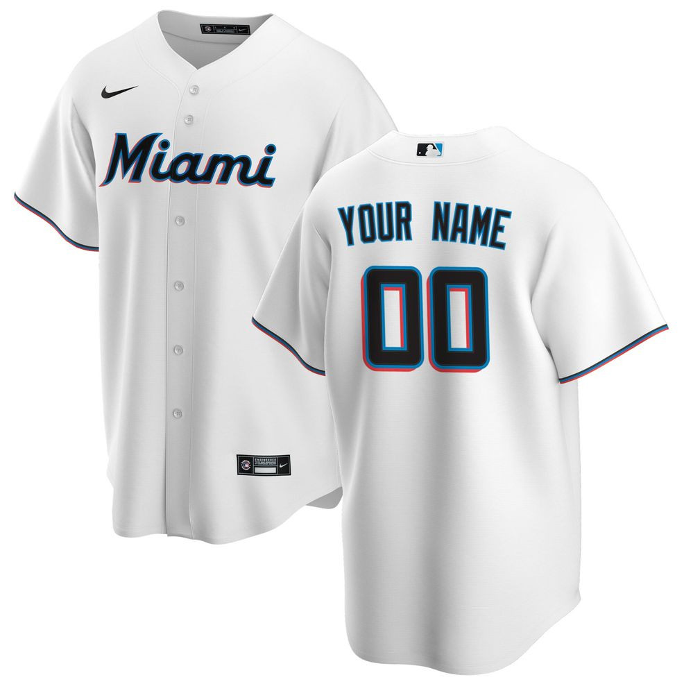 Miami Marlins Nike Home Replica Custom Jersey &#8211; White
