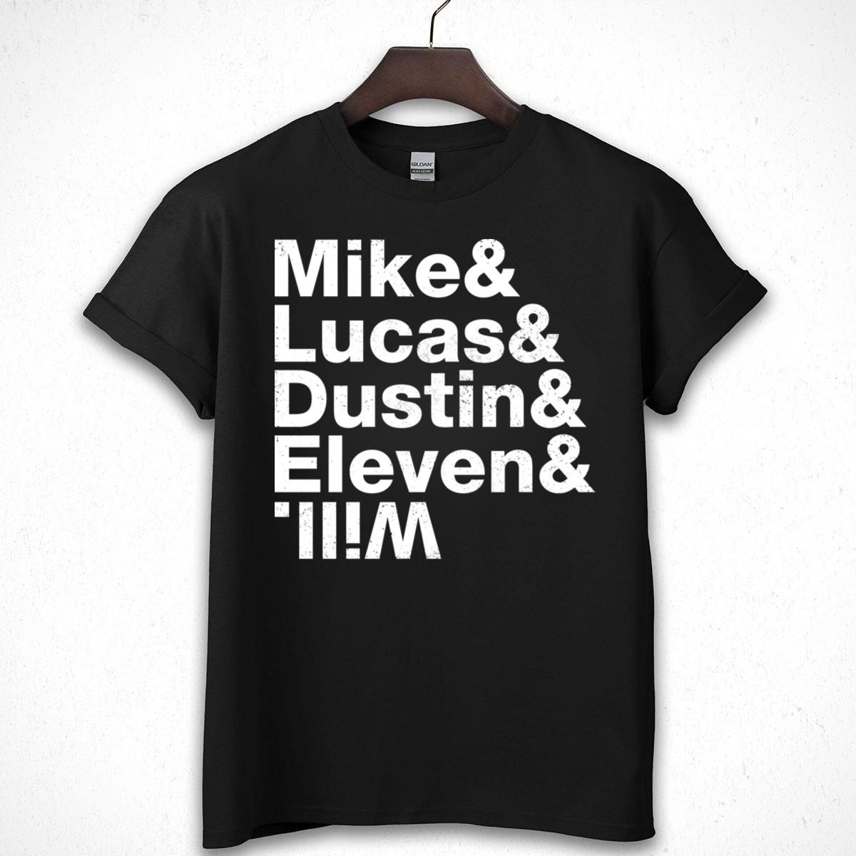 Mike, Lucas, Dustin, Eleven, Will Text Graphic Vintage Style T-Shirt