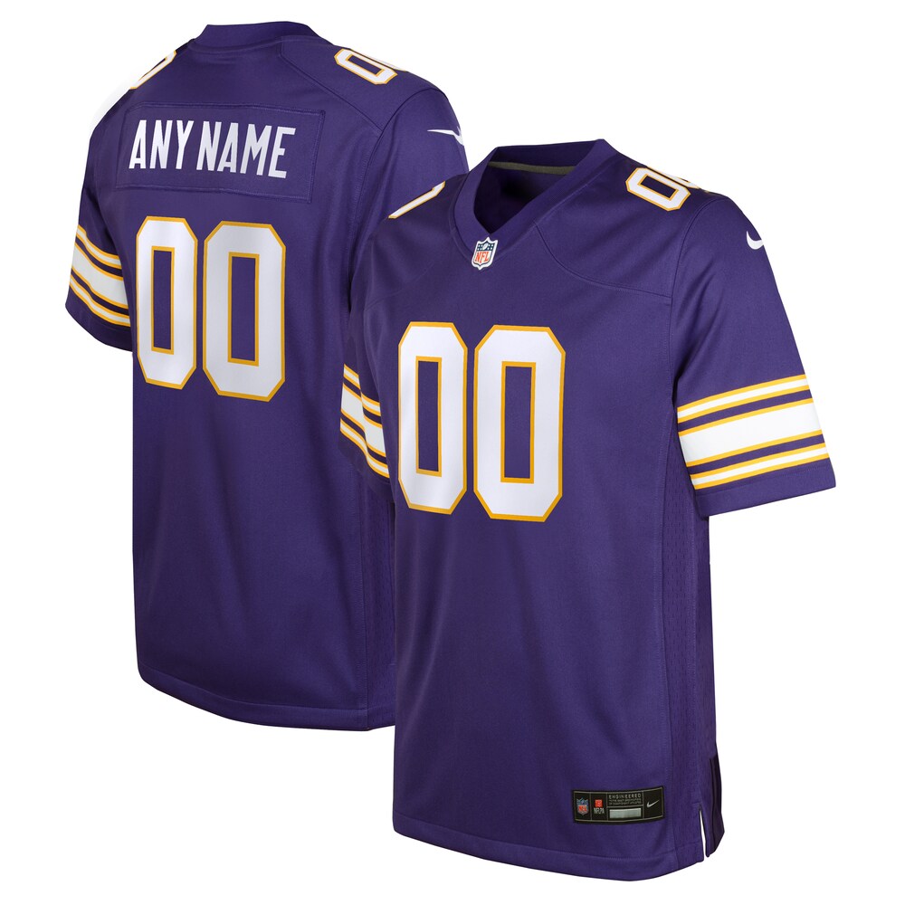 Minnesota Vikings Nike Youth Classic Custom Game Jersey - Purple