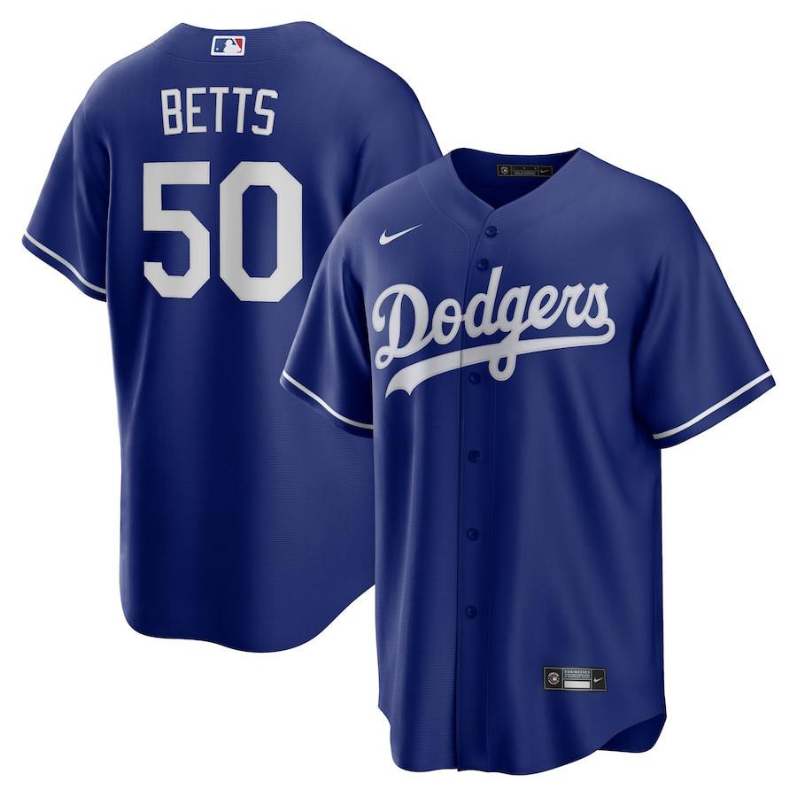Mookie Betts 50 Los Angeles Dodgers Alternate Player Name Men Jersey