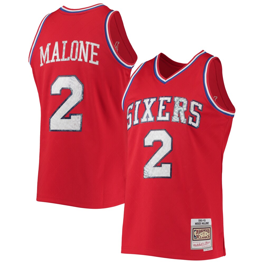 Moses Malone Philadelphia 76ers Mitchell x Ness 1982/83 Hardwood Classics NBA 75th Anniversary Diamond Swingman Jersey | Red