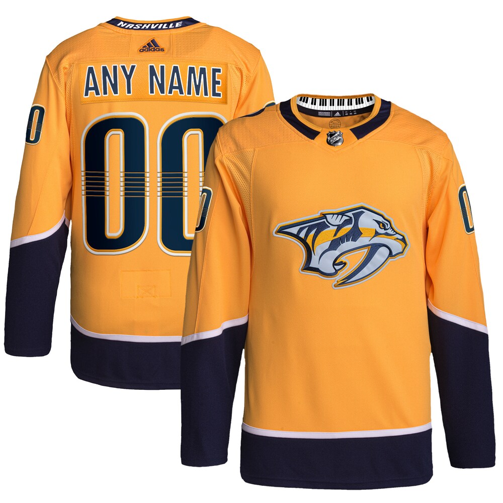 Nashville Predators adidas  Home  Primegreen Authentic Custom Jersey - Gold