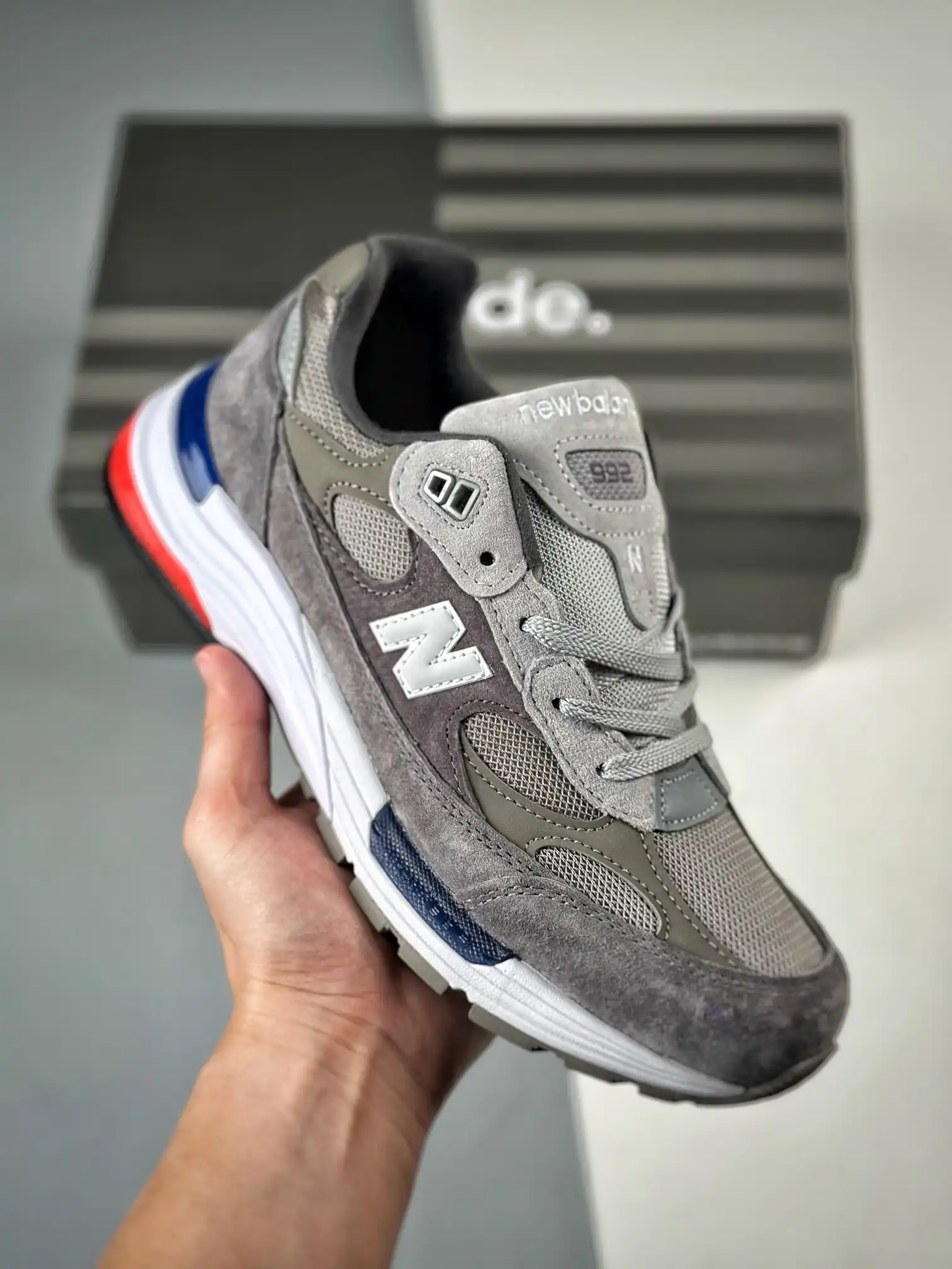 New Balance 992 Grey Blue Red M992MD Shoes