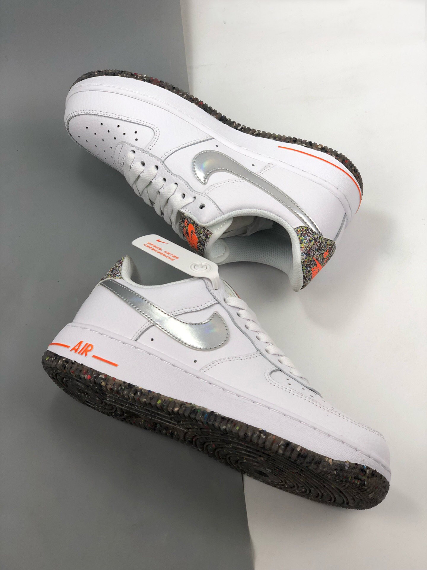 Nike Air AF Force 1 Crater White/Metallic Silver-Laser Orange Shoes