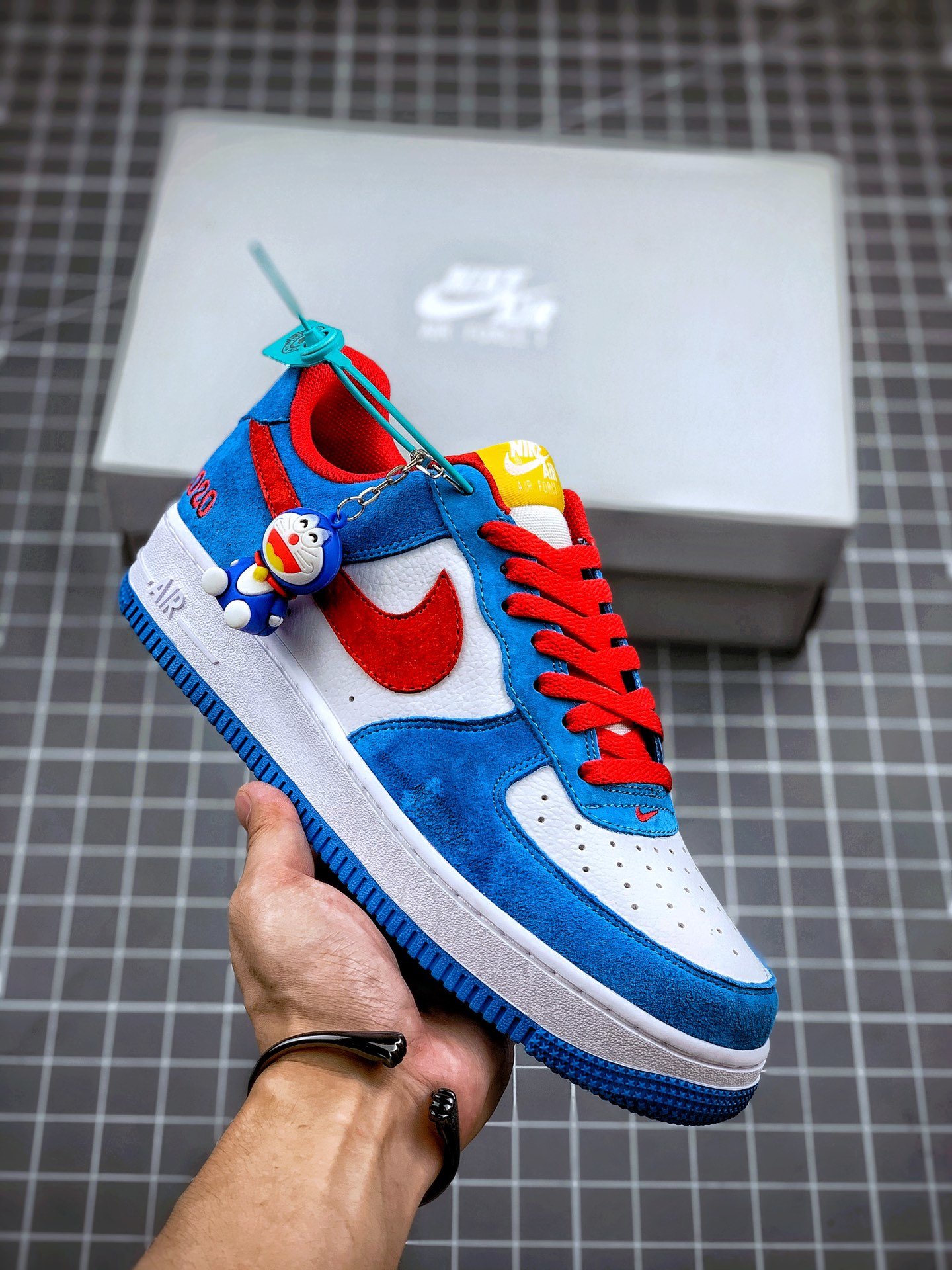 Nike Air AF Force 1 "Doraemon" Light Photo Blue/Speed Yellow-University Red Shoes