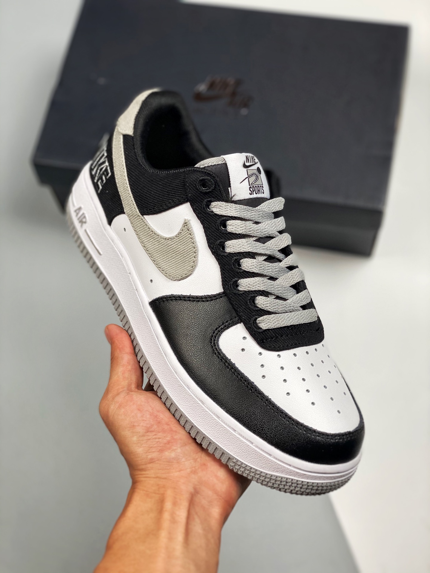 Nike Air AF Force 1 EMB Black/Fat Silver-White-Pine Green Shoes