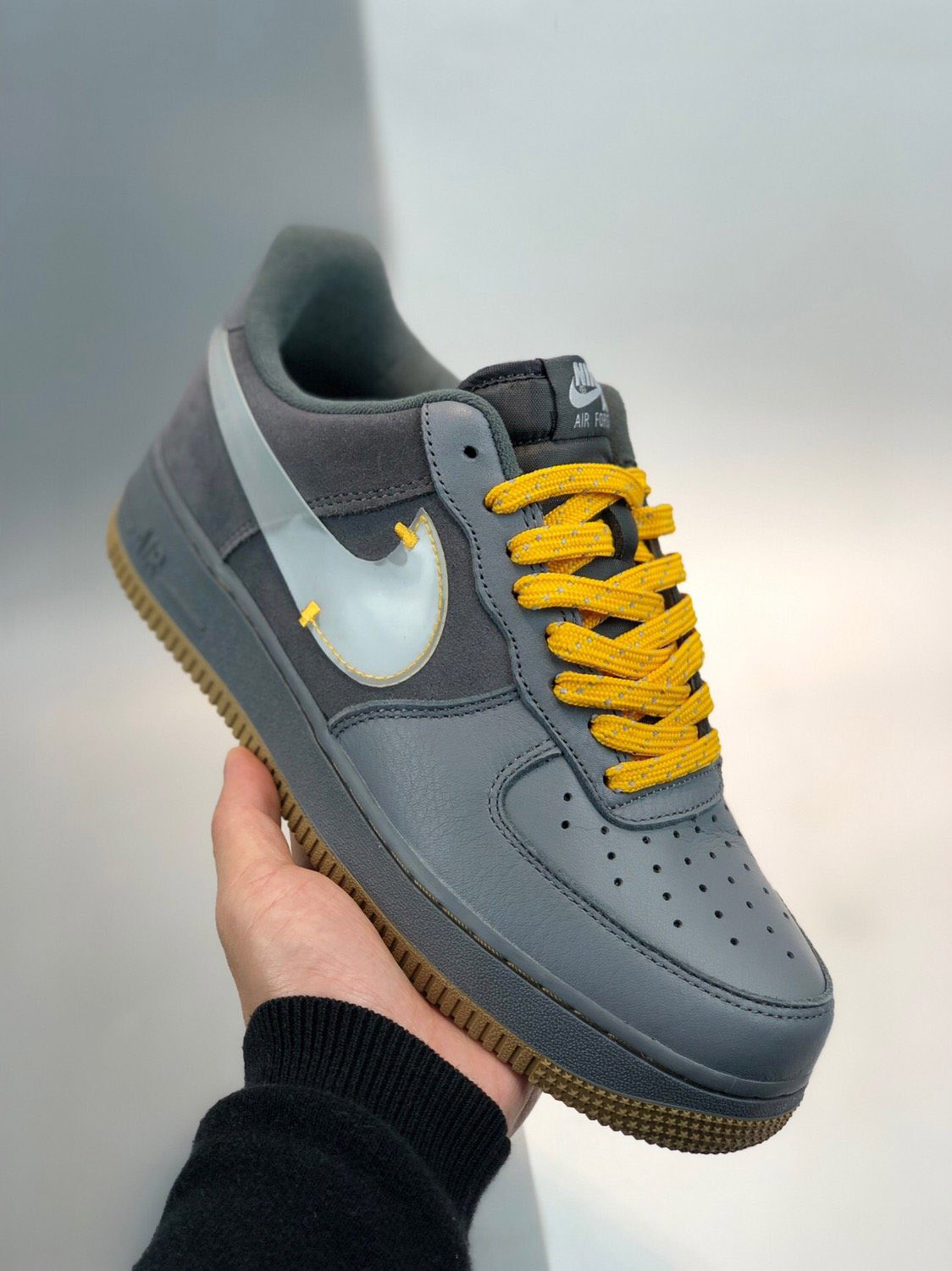 Nike Air AF Force 1 Low Cool Grey Yellow CQ6367-001 Shoes
