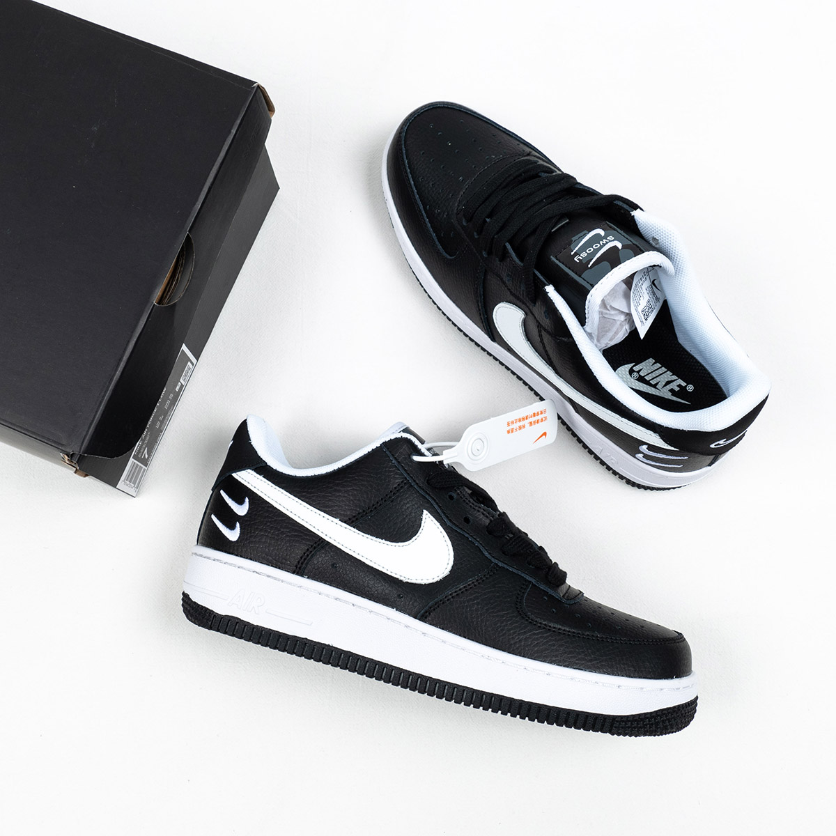 Nike Air AF Force 1 Low Double Swoosh Black White Shoes
