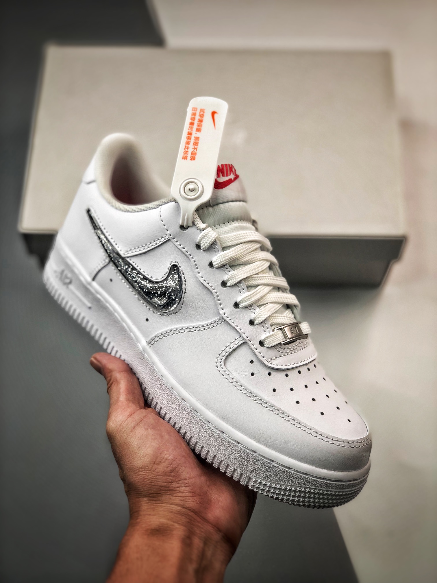 Nike Air AF Force 1 Low LV8 White Metallic Silver Shoes