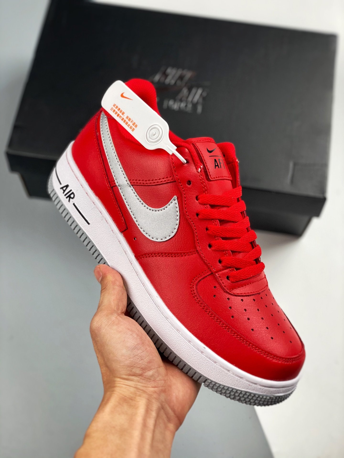 Nike Air AF Force 1 Low Red Grey Shoes