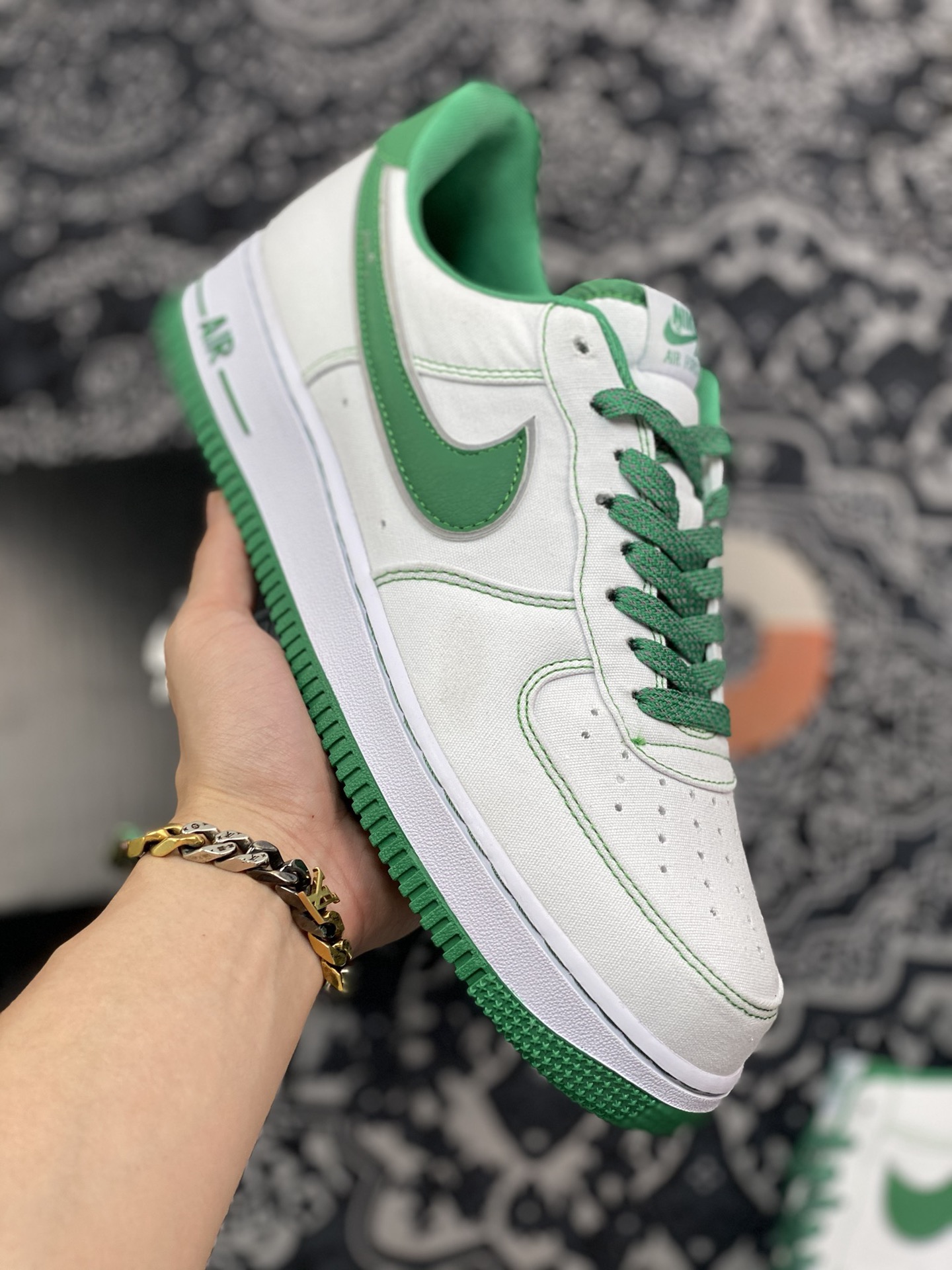 Nike Air AF Force 1 Low White Green Shoes
