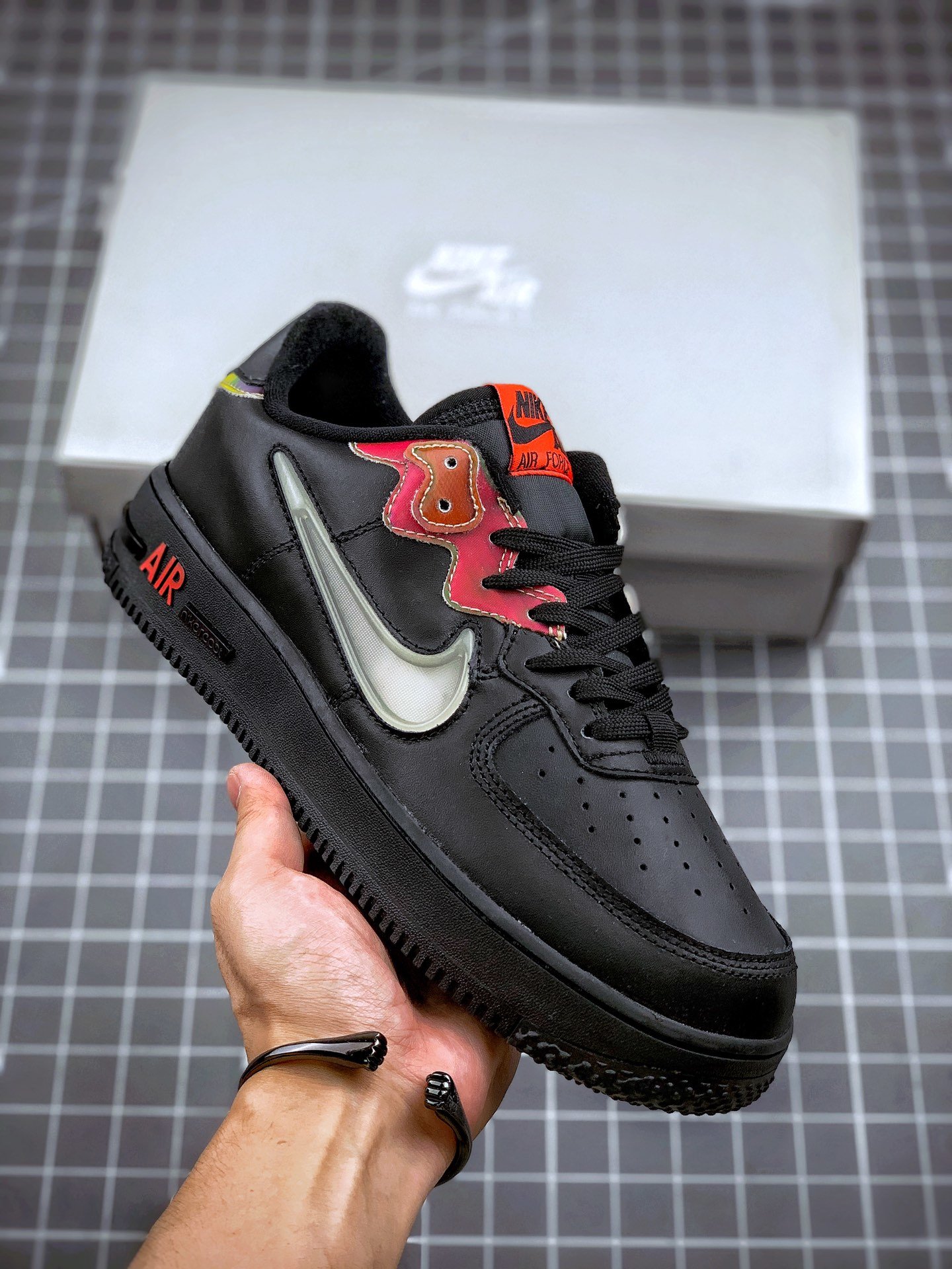 Nike Air AF Force 1 React Black Habanero Red CN9838-001 Shoes