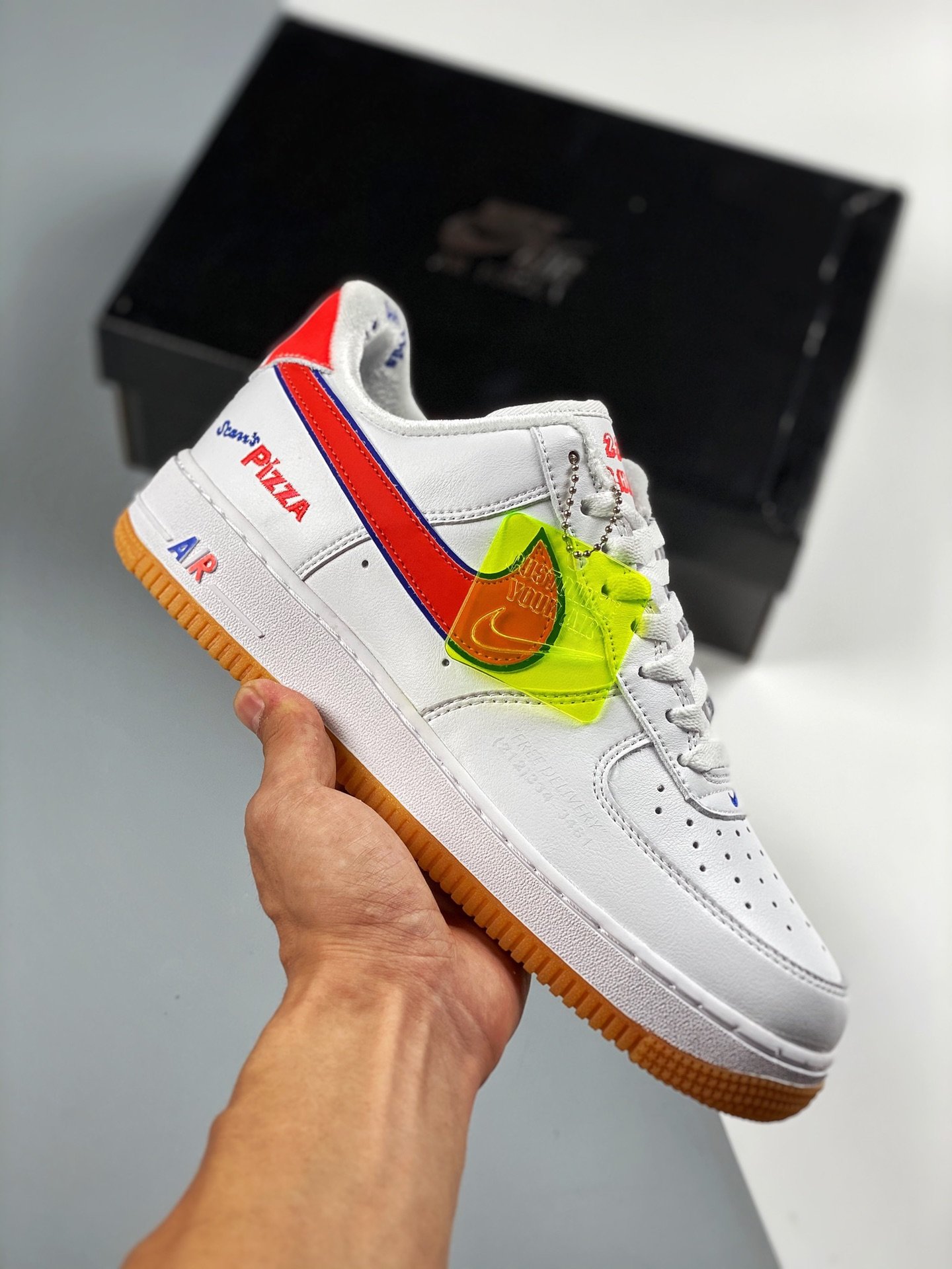 Nike Air AF Force 1 "Scarr's Pizza" White Blue Red Shoes