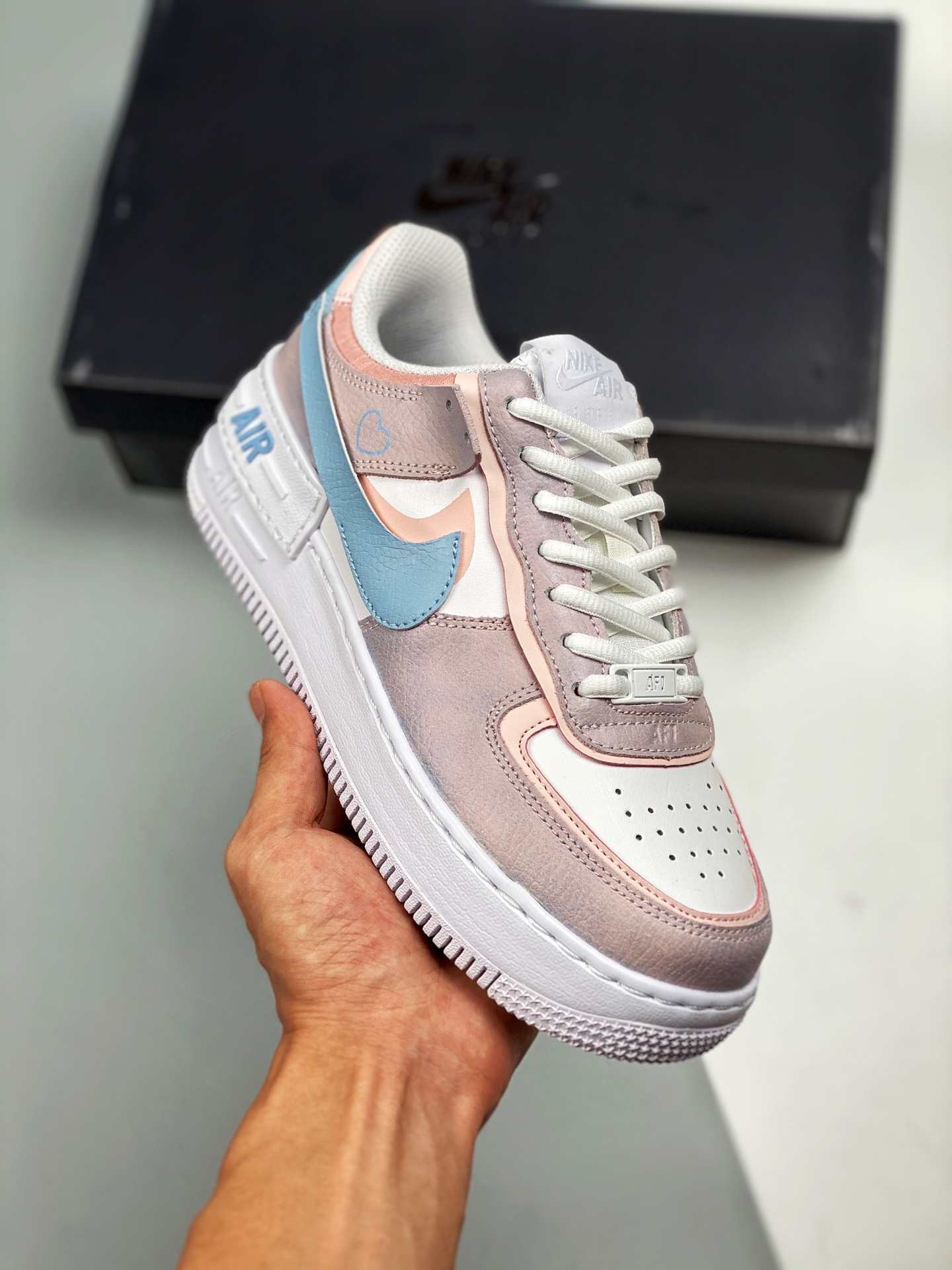Nike Air AF Force 1 Shadow White Pink Grey Shoes