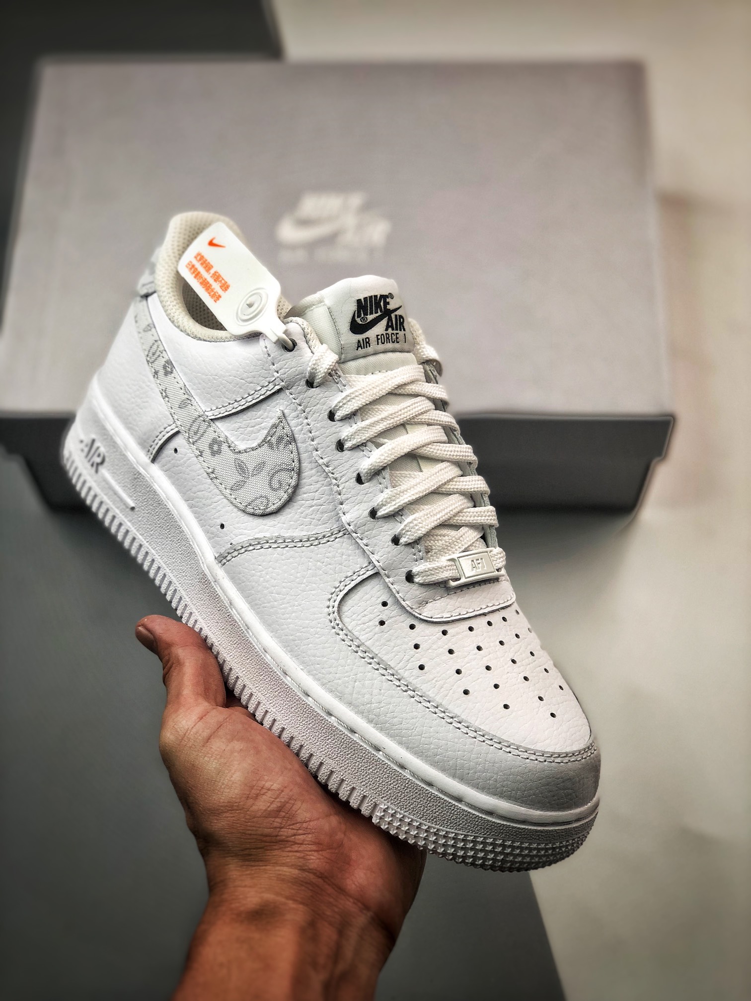 Nike Air AF Force 1 "White Paisley" White/Grey Fog DJ9942-100 Shoes