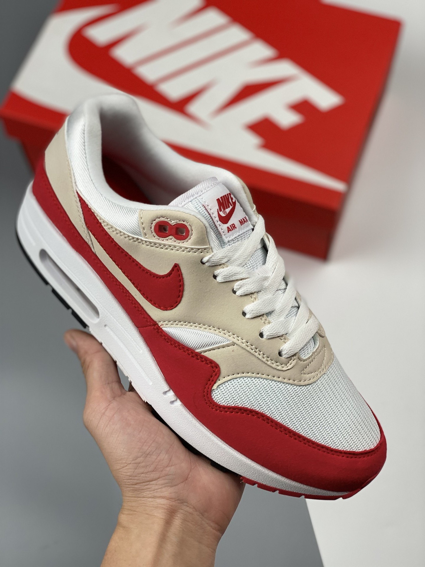 Nike Air Max 1 Anniversary White/University Red 908375-103 Shoes