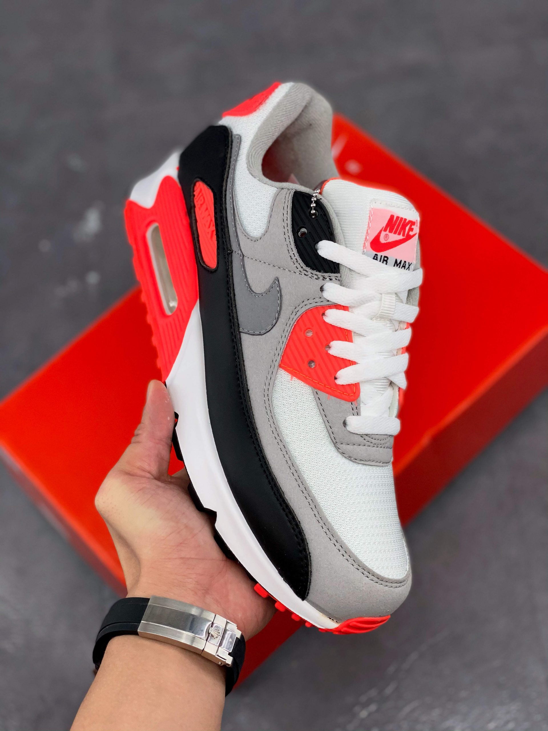 Nike Air Max 90 OG "Infrared" White/Black-Cool Grey-Radiant Red Shoes