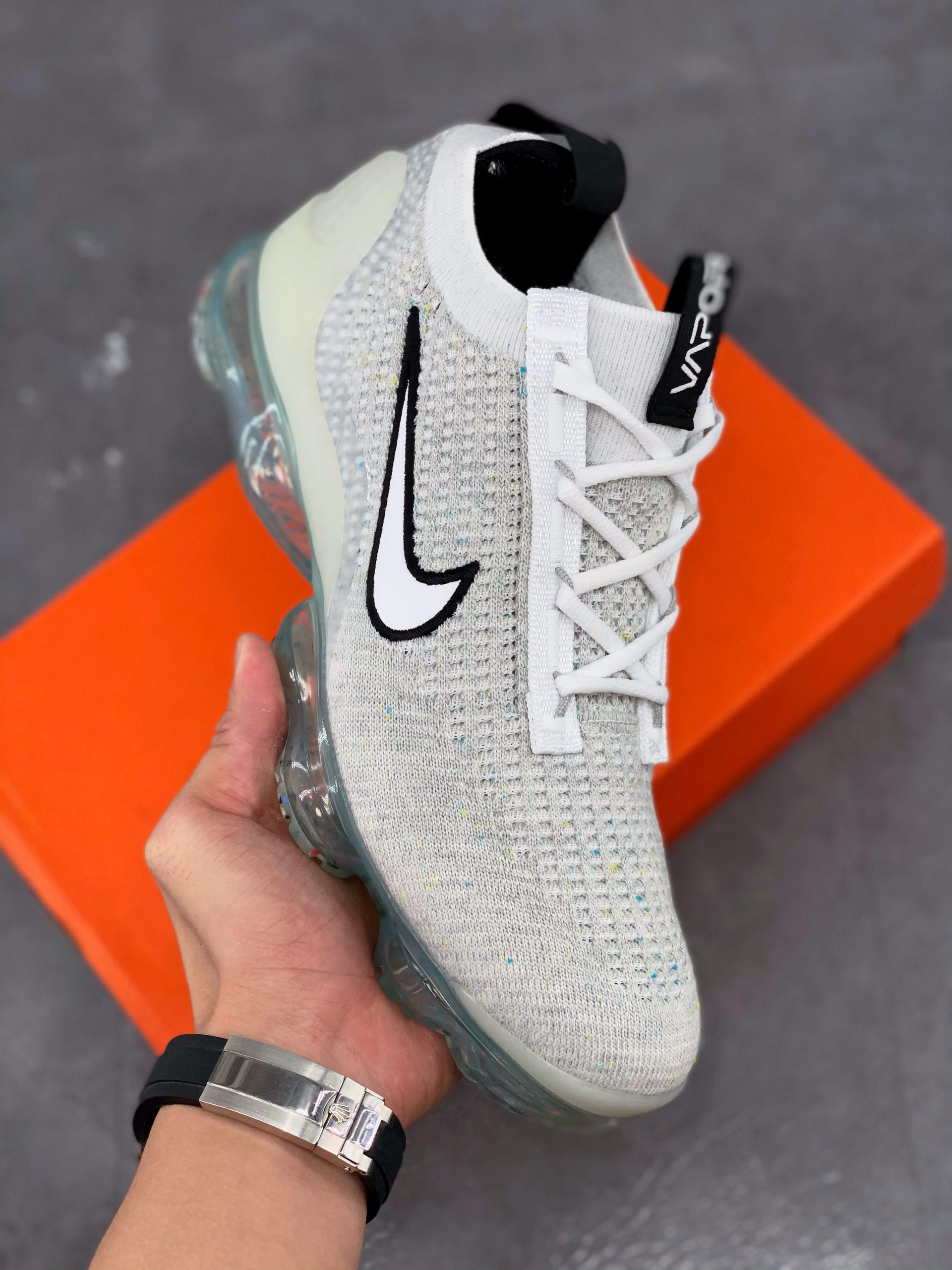 Nike Air VaporMax 2021 White/Black-Metallic Silver Shoes