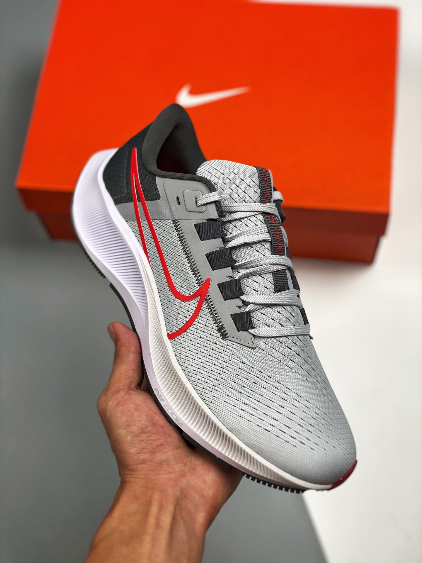 Nike Air Zoom Pegasus 38 Pure Platinum/Wolf Grey/Iron Grey/Chile Red Shoes