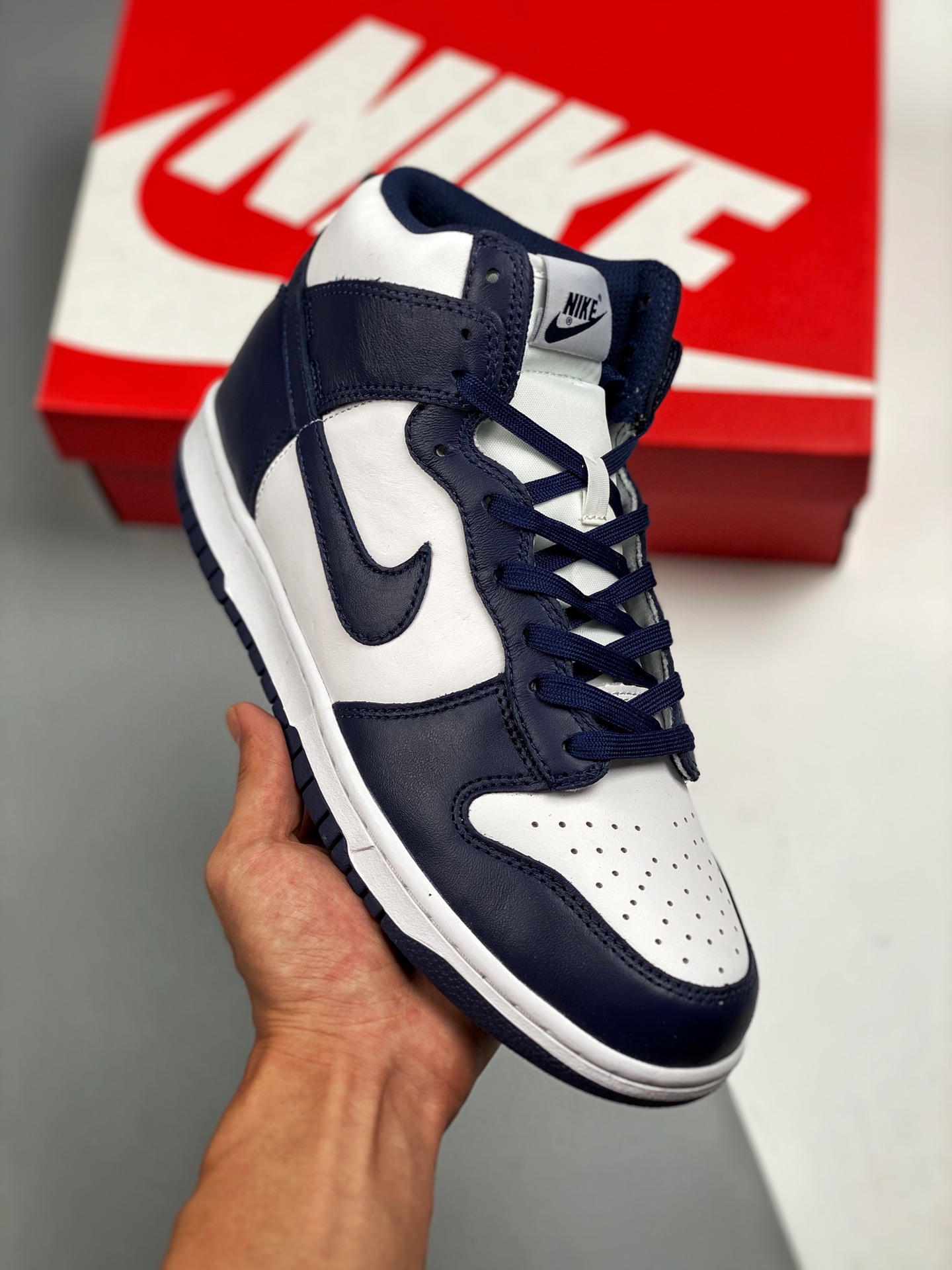 Nike Dunk High White/Midnight Navy-White Shoes