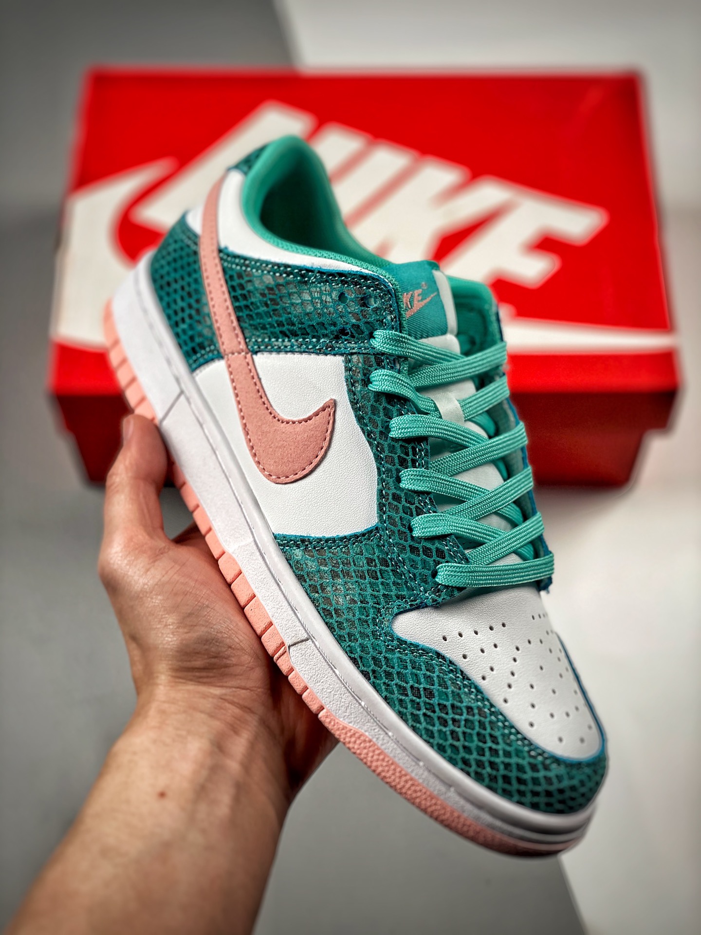 Nike Dunk Low "Snakeskin" White/Teal-Pink DR8577-300 Shoes