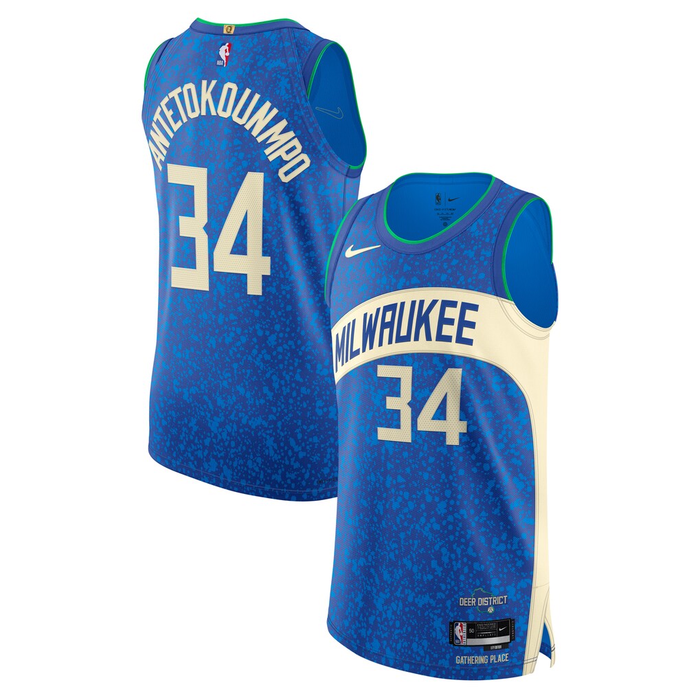 Nike Giannis Antetokounmpo Milwaukee Bucks 2023/24 Authentic Jersey - City Edition - Blue