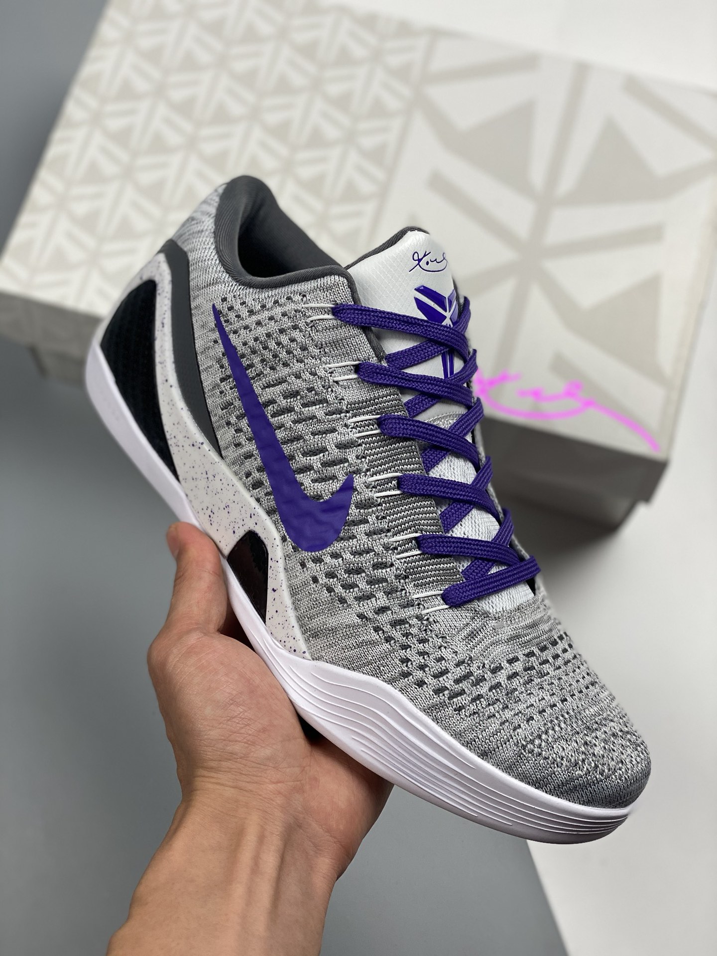 Nike Kobe 11 Elite Low Grey White Purple Shoes