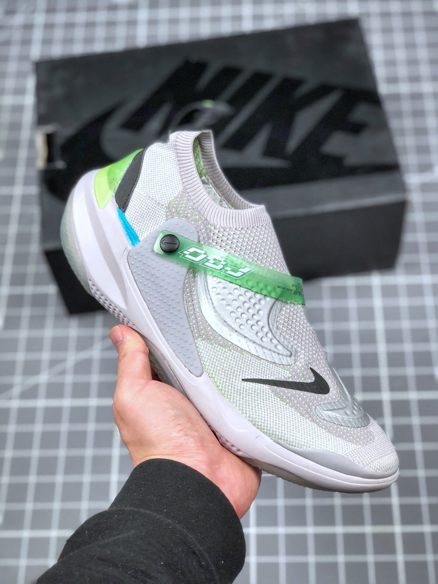 Nike OBJ Joyride Flyknit Atmosphere Grey/Lime Blast Running Shoe