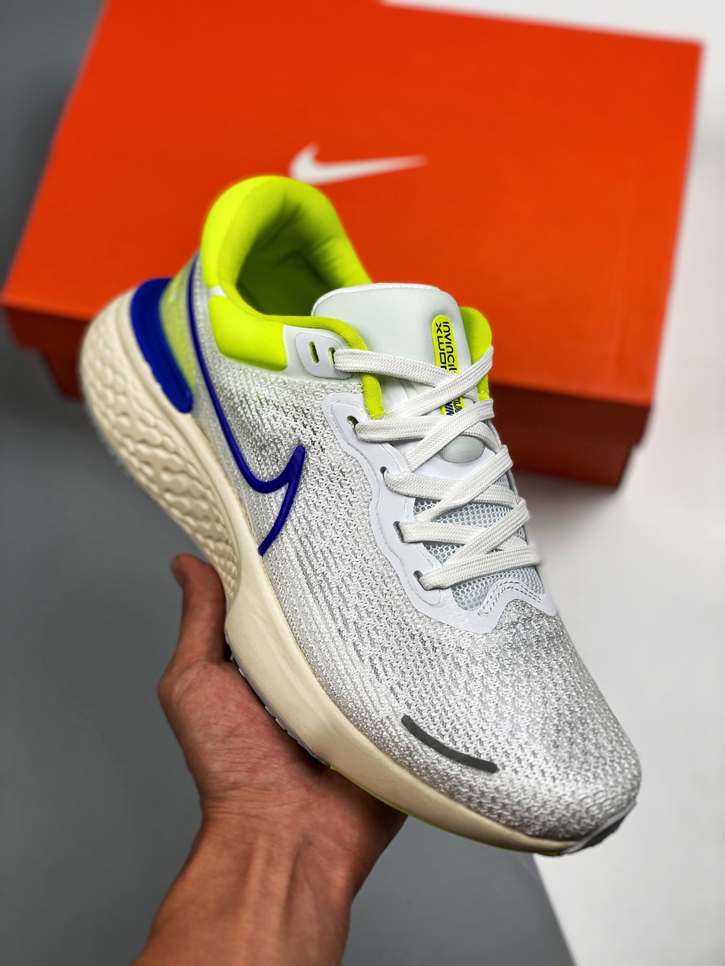 Nike ZoomX Invincible Run Flyknit White/Cyber/Grey Fog/Racer Blue Shoes